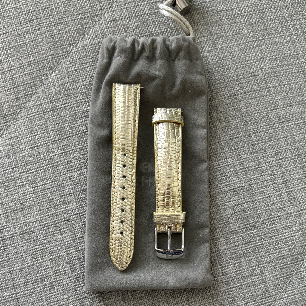 Authentic Michele Light Gold Leather Watch Strap In Size 16
